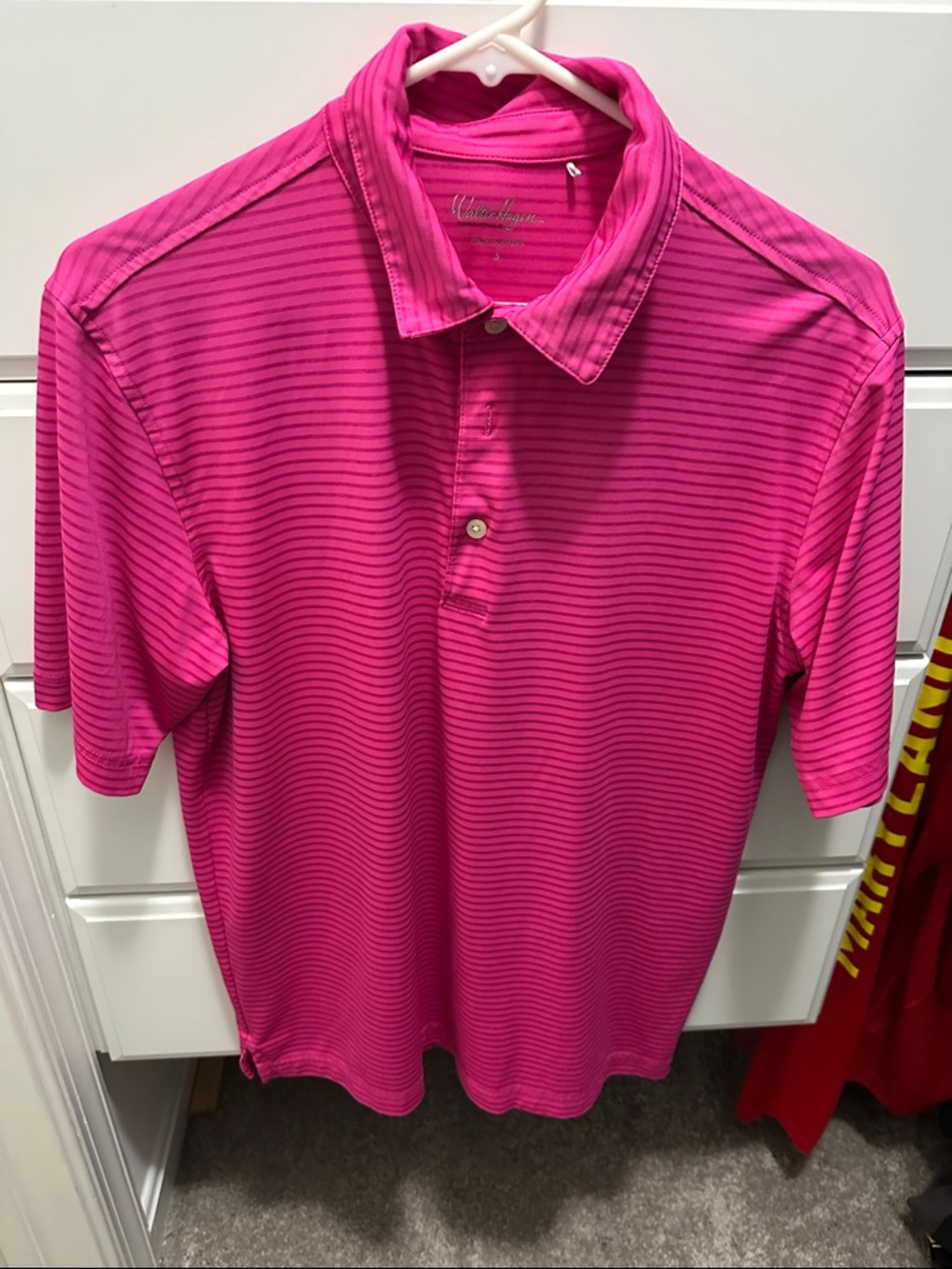 Walter Hagen Men's Striped Polo - Hot Pink